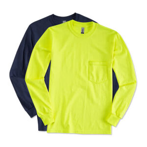 Gildan Ultra Cotton Long Sleeve Pocket T-shirt blank apparel front view
