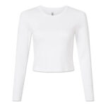 American Apparel Women's Baby Rib Heavyweight Long Sleeve Cropped T-shirt blank apparel front view