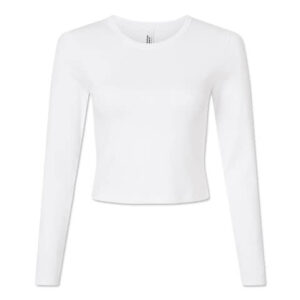 American Apparel Women's Baby Rib Heavyweight Long Sleeve Cropped T-shirt blank apparel front view