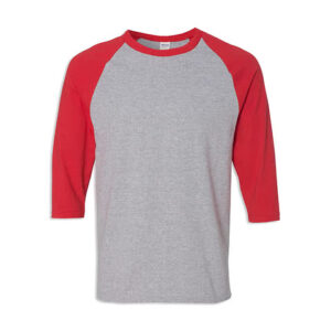 Gildan Heavy Cotton 3/4 Sleeve Raglan T-shirt blank apparel front view