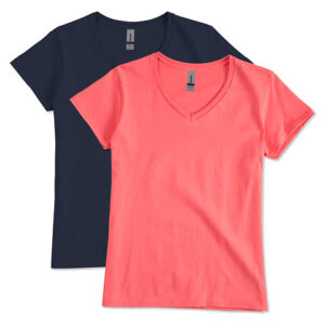 Gildan Women's 100% Cotton V-Neck T-shirt blank apparel front view