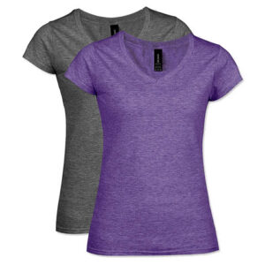 Gildan Women's Slim Fit Softstyle V-Neck Jersey T-shirt blank apparel front view