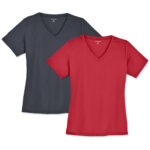 Sport-Tek Women's RacerMesh V-Neck Performance Shirt blank apparel front view