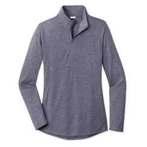Sport-Tek Women's Tri-Blend Quarter Zip Performance Shirt blank apparel front view