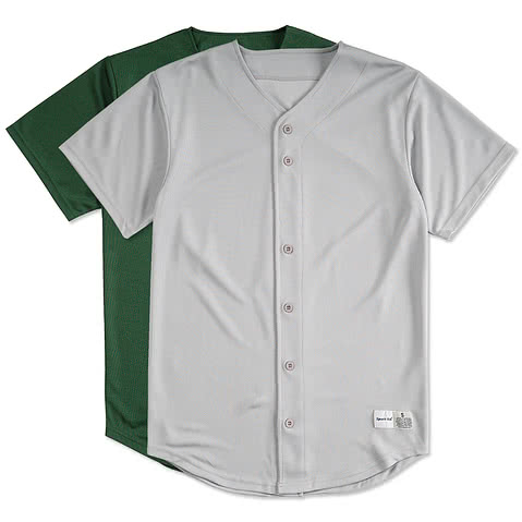 Sport-Tek Tough Mesh Full Button Baseball Jersey blank apparel front view