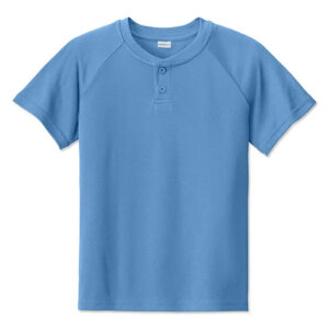 Sport-Tek Youth Competitor 2-Button Baseball Henley blank apparel front view