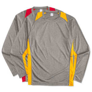 Sport-Tek Heather Contender Colorblock Long Sleeve Performance Shirt blank apparel front view