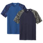 Sport-Tek Drift Camo Colorblock Performance Shirt blank apparel front view
