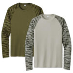 Sport-Tek Drift Camo Colorblock Long Sleeve Performance Shirt blank apparel front view