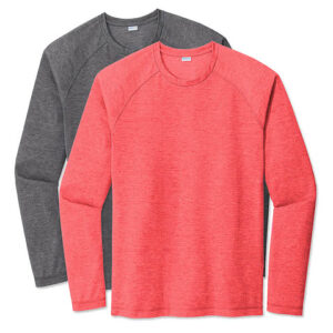Sport-Tek Tri-Blend Long Sleeve Performance Shirt blank apparel front view