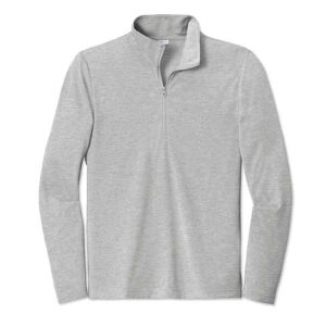 Sport-Tek Tri-Blend Quarter Zip Performance Shirt blank apparel front view