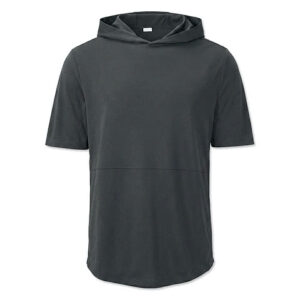 Sport-Tek Club Short Sleeve Recycled Hooded Performance Shirt blank apparel front view