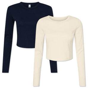 Bella + Canvas Women's Micro Rib Long Sleeve Crop T-shirt blank apparel front view