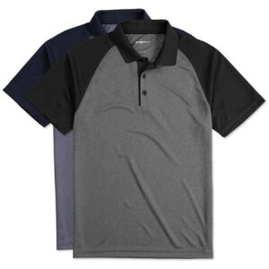 Sport-Tek Heather Raglan Performance Polo blank apparel front view