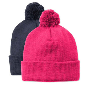 Sport-Tek Solid Pom Pom Beanie blank apparel front view