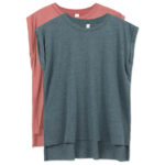 Bella + Canvas Women's Flowy Rolled Cuff T-shirt blank apparel front view