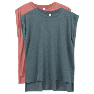 Bella + Canvas Women's Flowy Rolled Cuff T-shirt blank apparel front view
